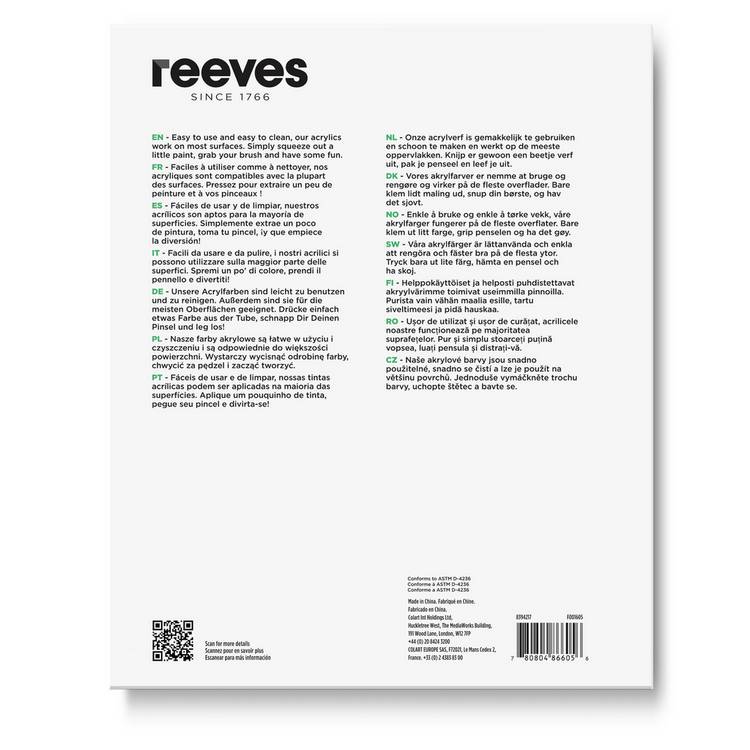 Reeves acrylic paint set 10 tubes 75ml, UK version