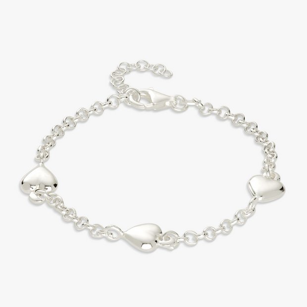 Revere sterling silver triple puffed hearts bracelet - British product