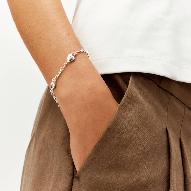 Revere sterling silver triple puffed hearts bracelet - British product