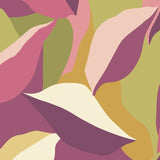 Hoopla Walls Leafy Patchwork Plum and Olive wallpaper (British brand)