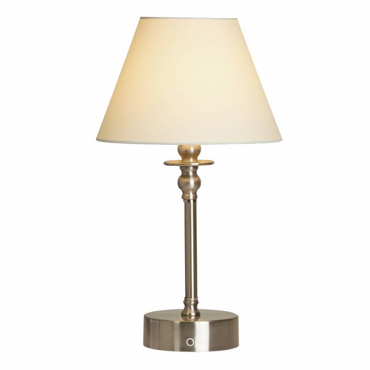 Searchlight rechargeable table lamp brass and white, imported from the UK