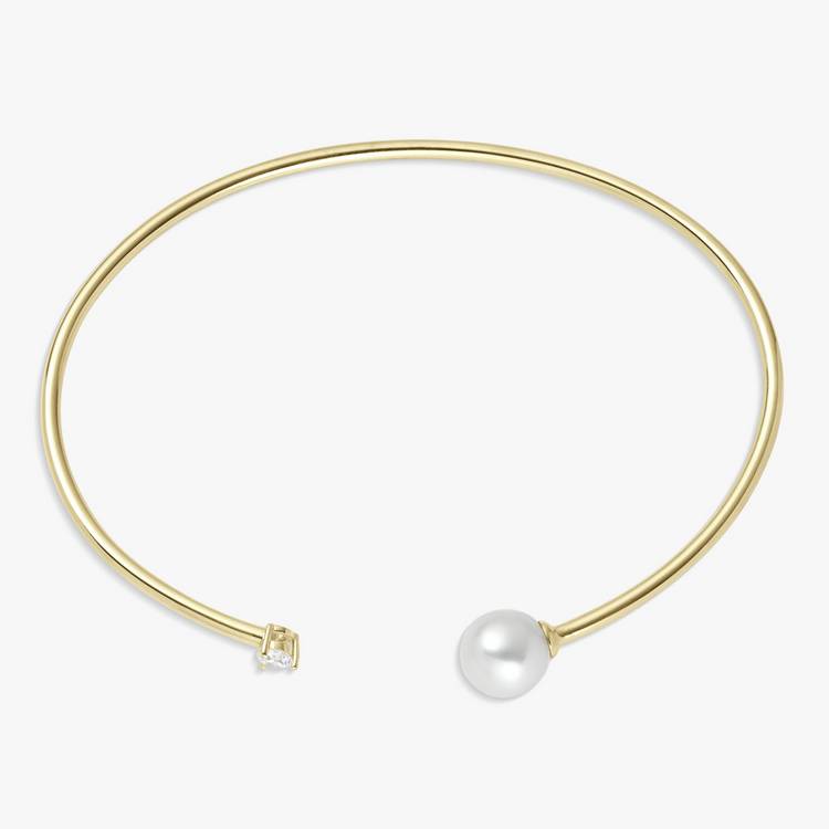 Revere gold plated torque bangle with pearl 7.25in - British product