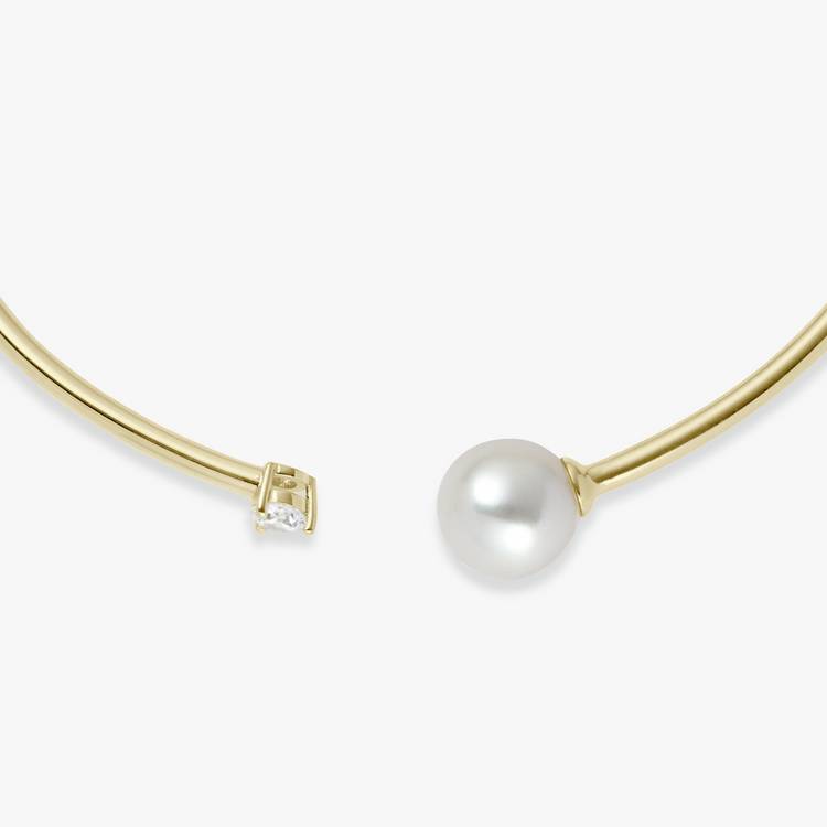 Revere gold plated torque bangle with pearl 7.25in - British product