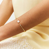 Revere gold plated torque bangle with pearl 7.25in - British product