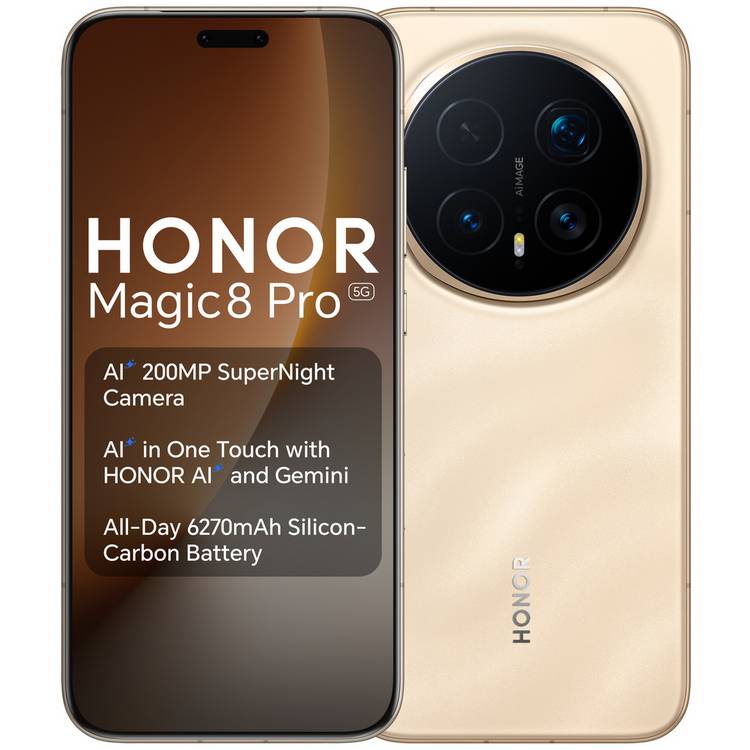 HONOR Magic8 Pro 5G 512GB smartphone in Sunrise Gold, UK version