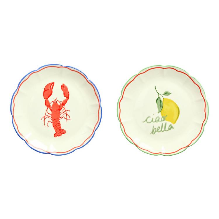 Argos Home stoneware Lemon & Lobster side plates, UK version