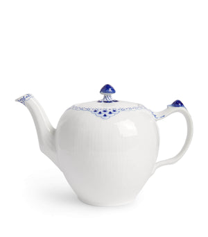 Porcelain Teapot with Blue Lace-Effect Border, 1L Capacity