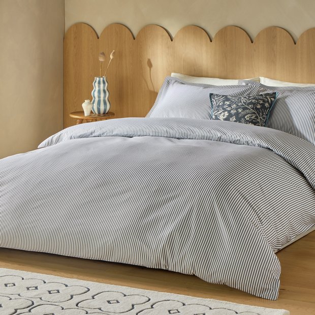 Habitat cotton Oxford stripe grey bedding set single, UK version