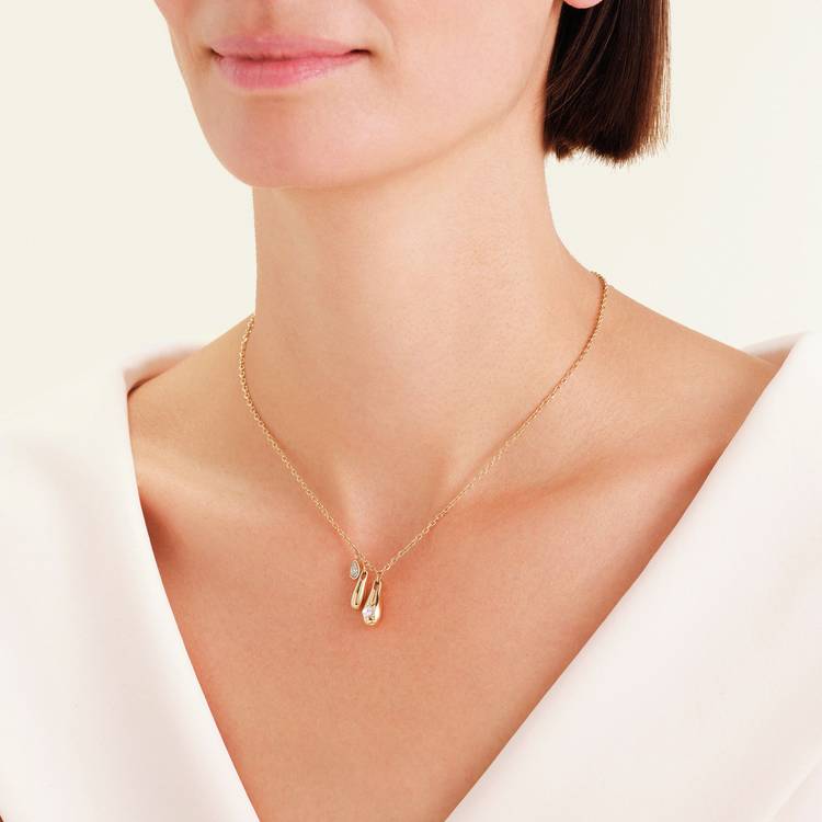 Rosefield crystal charm necklace gold plated 48cm (British brand)