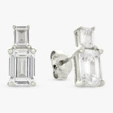 Revere sterling silver stacked cubic zirconia stud earrings, imported from the UK