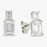 Revere sterling silver stacked cubic zirconia stud earrings, imported from the UK