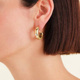 Rosefield gold plated solitaire hoop earrings 20mm, UK version