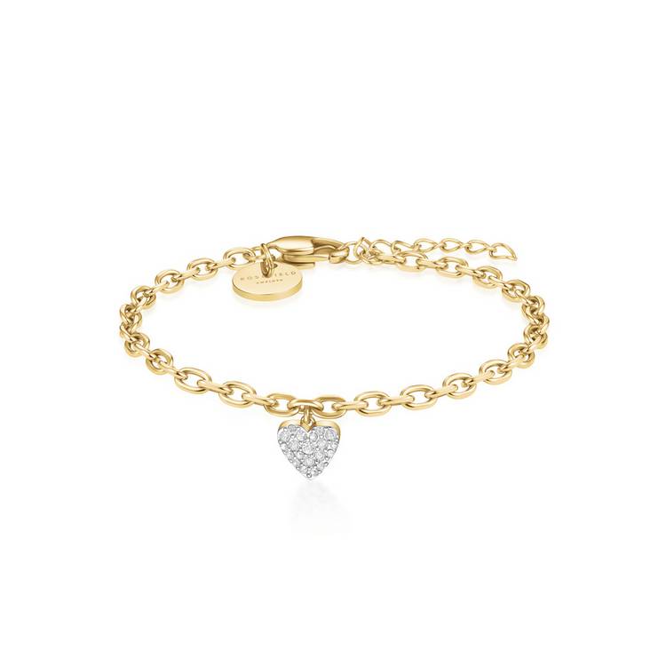 Rosefield gold plated heart pendant bracelet 20cm (British brand)