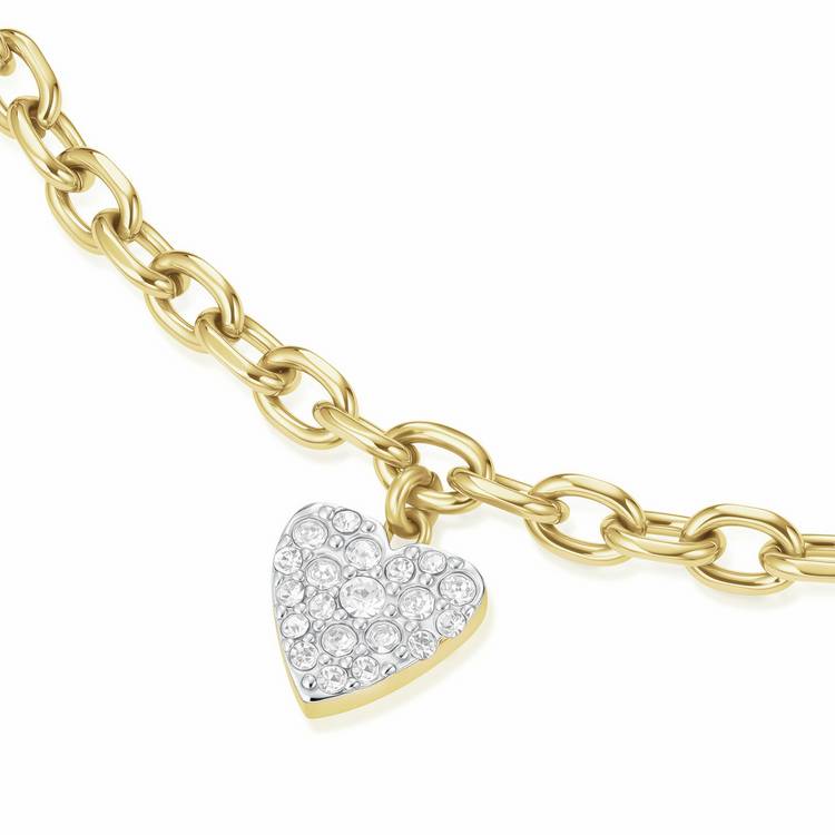 Rosefield gold plated heart pendant bracelet 20cm (British brand)