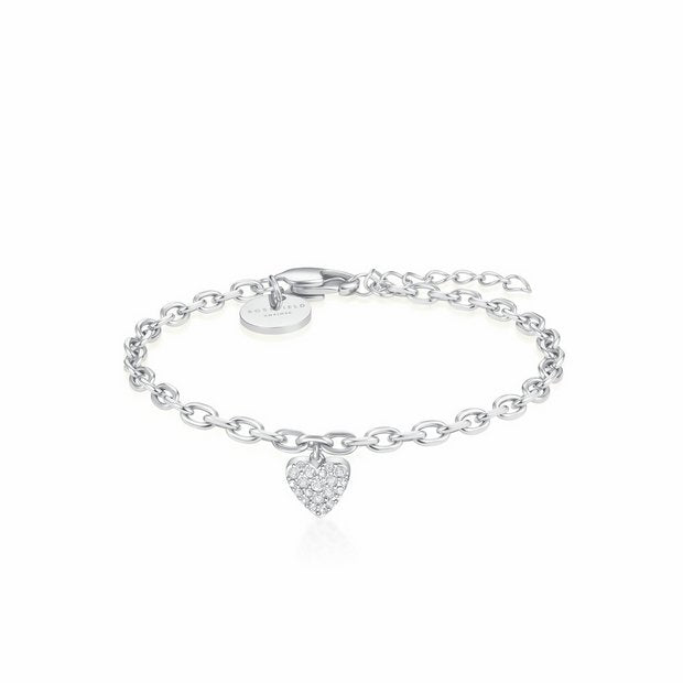 Rosefield stainless steel chunky heart pendant bracelet, UK version