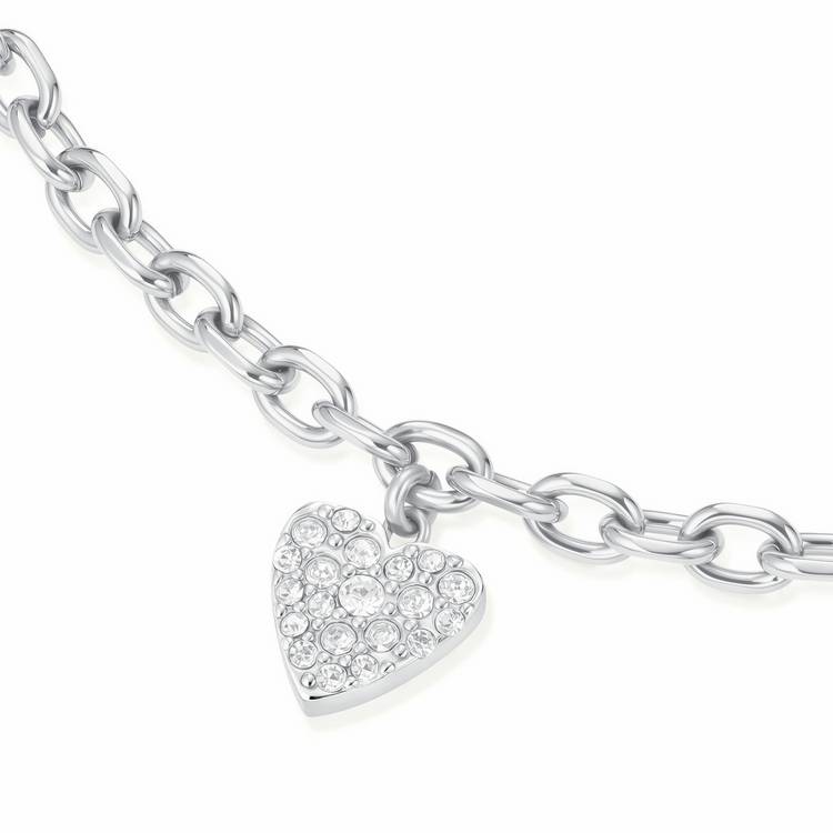 Rosefield stainless steel chunky heart pendant bracelet, UK version