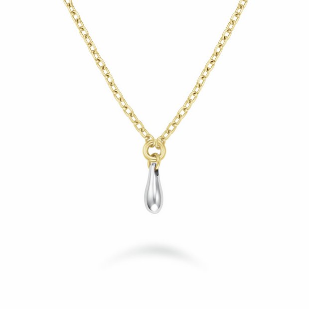 Rosefield 14ct gold plated duotone drop pendant necklace (British brand)