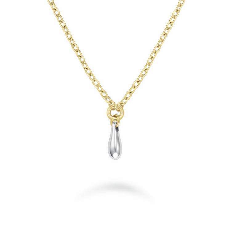 Rosefield 14ct gold plated duotone drop pendant necklace (British brand)