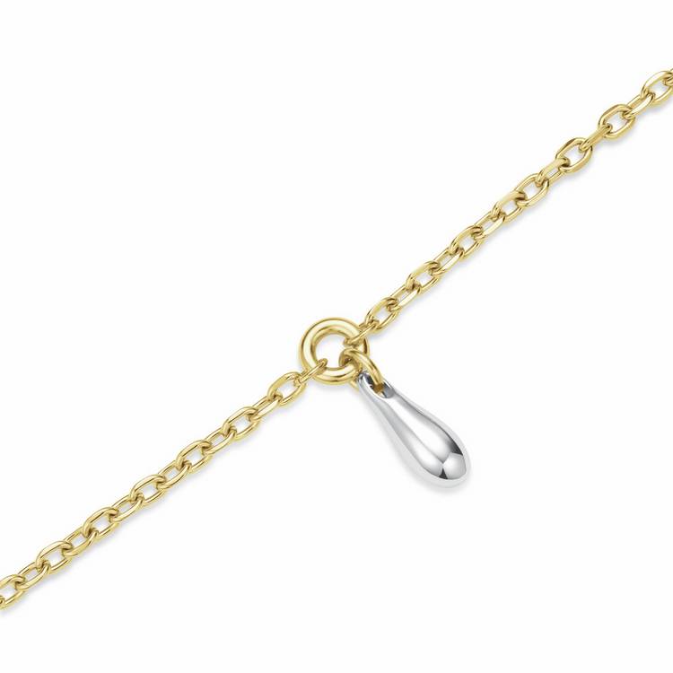 Rosefield 14ct gold plated duotone drop pendant necklace (British brand)