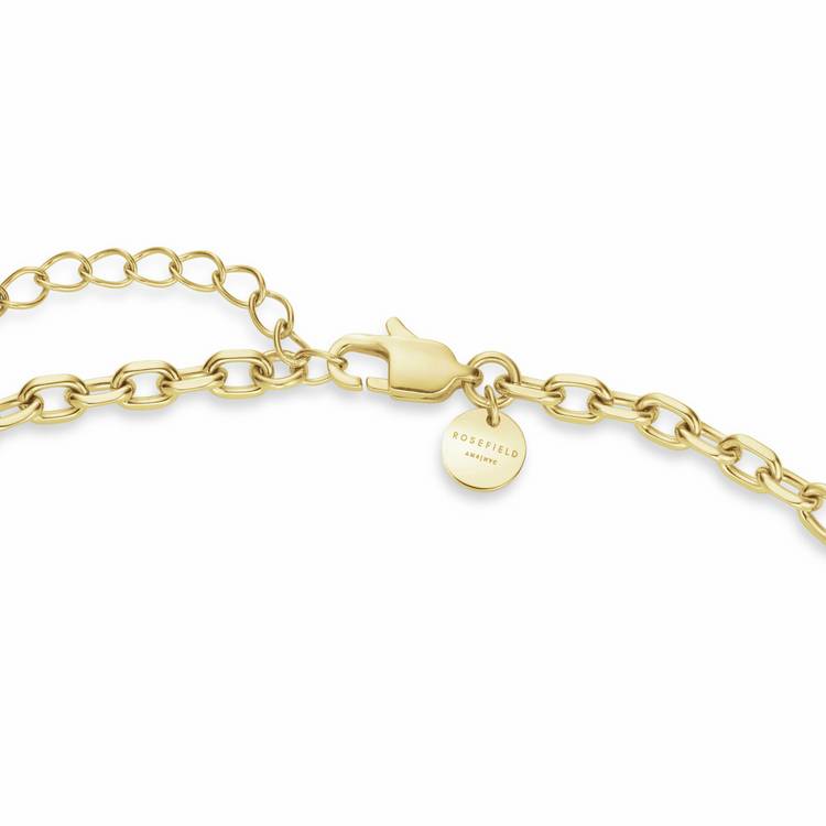 Rosefield 14ct gold plated duotone drop pendant necklace (British brand)