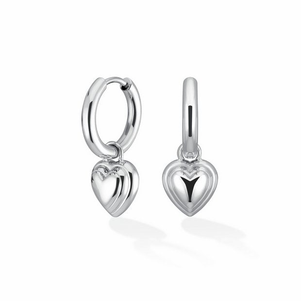 Rosefield silver plated heart pendant earrings 25mm drop, imported from the UK