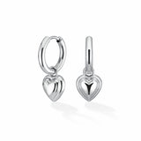 Rosefield silver plated heart pendant earrings 25mm drop, imported from the UK