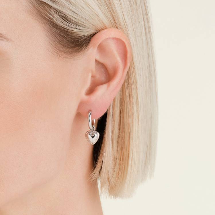Rosefield silver plated heart pendant earrings 25mm drop, imported from the UK