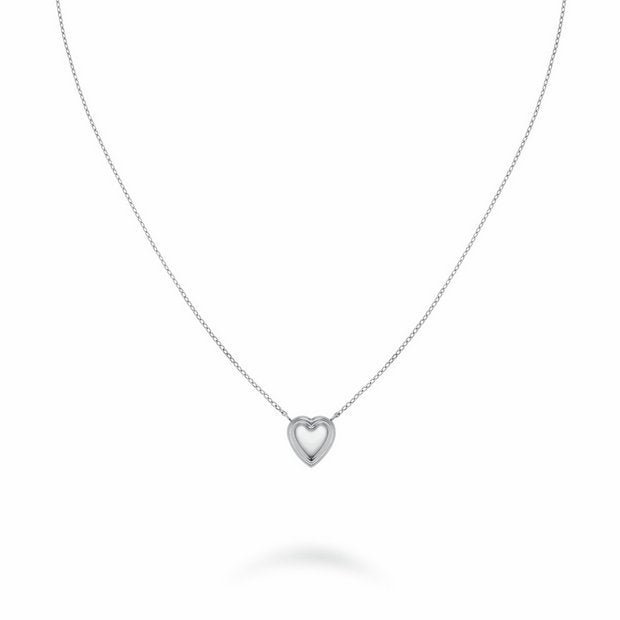 Rosefield silver-plated puffy heart pendant necklace, UK version