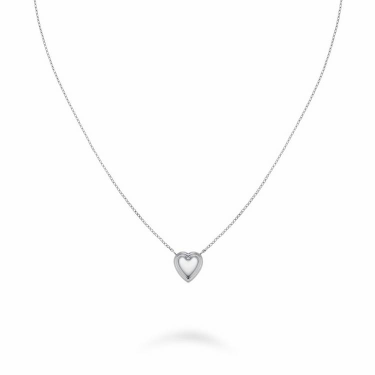 Rosefield silver-plated puffy heart pendant necklace, UK version