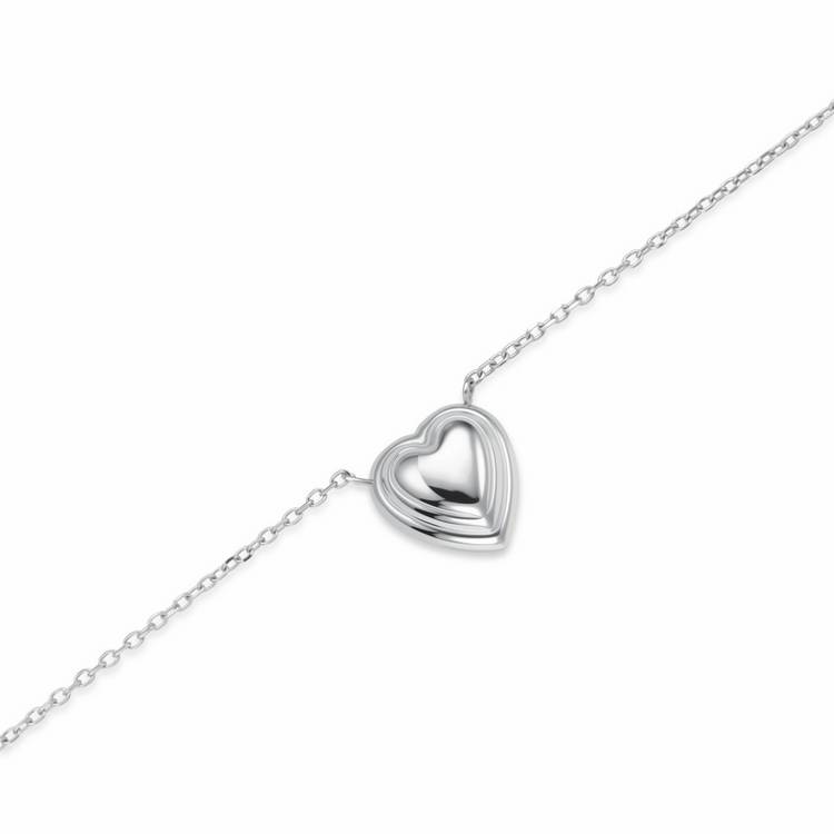 Rosefield silver-plated puffy heart pendant necklace, UK version