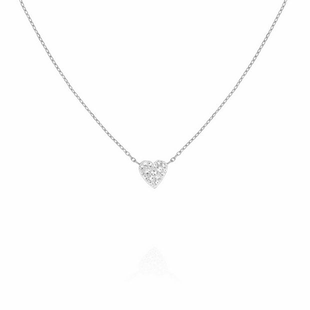 Rosefield rhodium plated crystal heart necklace, imported from the UK
