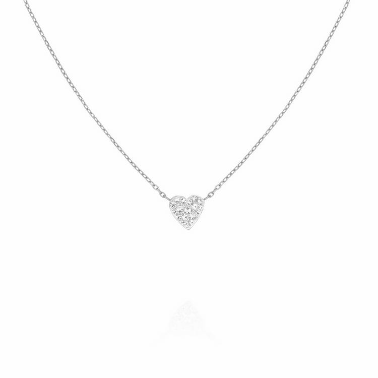 Rosefield rhodium plated crystal heart necklace, imported from the UK