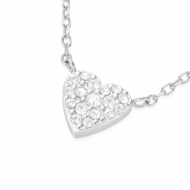 Rosefield rhodium plated crystal heart necklace, imported from the UK