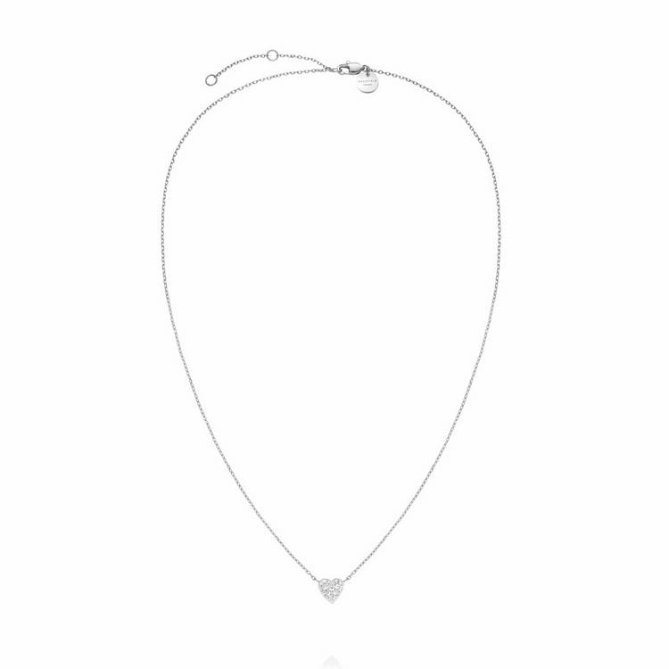 Rosefield rhodium plated crystal heart necklace, imported from the UK