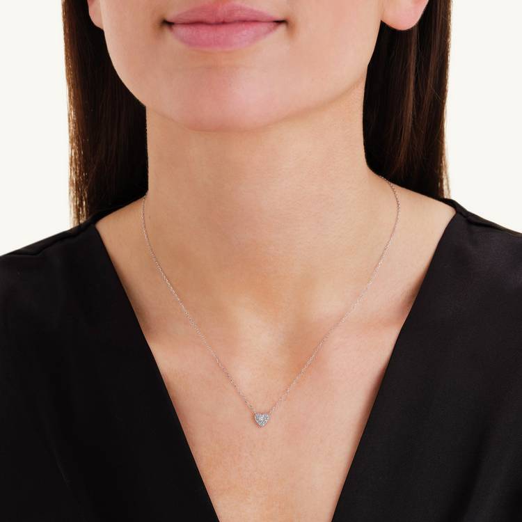 Rosefield rhodium plated crystal heart necklace, imported from the UK