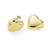 Rosefield gold plated puffy heart stud earrings 25mm, UK version