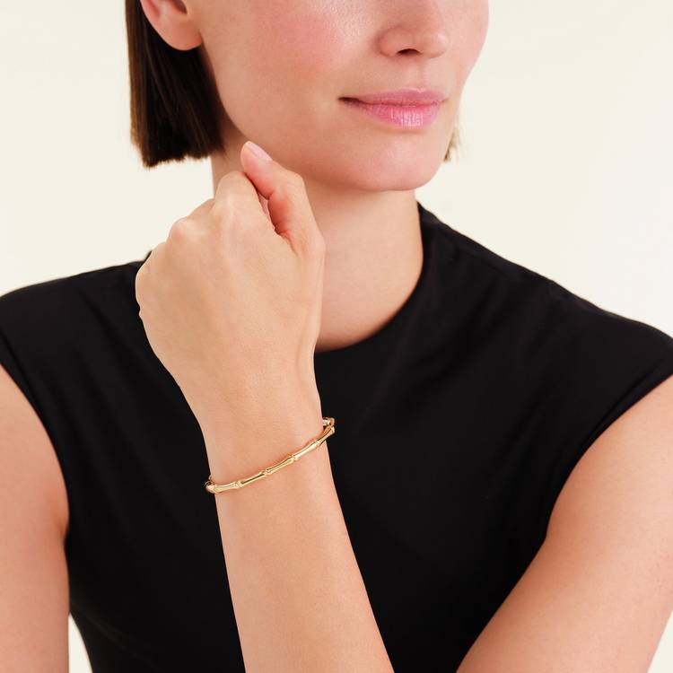 Rosefield gold plated bamboo design bangle 6cm, imported from the UK