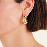 Rosefield gold plated bamboo earrings 25mm drop (British brand)