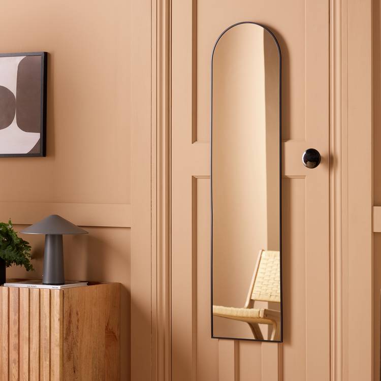 Argos Home black arch over door mirror 122x30cm, imported from the UK