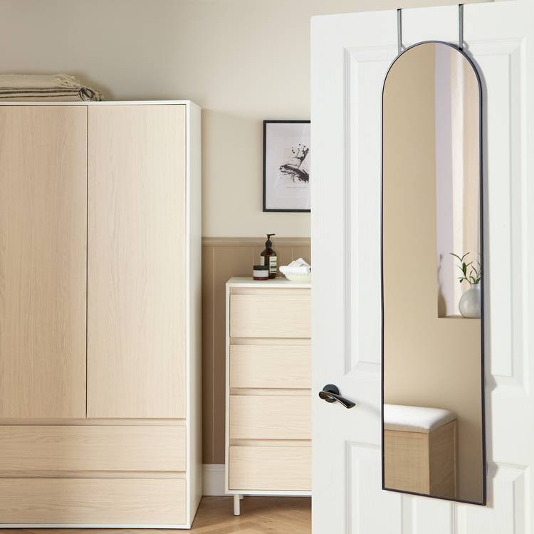 Argos Home black arch over door mirror 122x30cm, imported from the UK