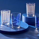 Habitat hi-ball glasses blue leaf design set of 6, imported from the UK