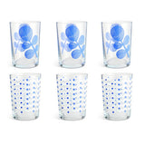 Habitat hi-ball glasses blue leaf design set of 6, imported from the UK