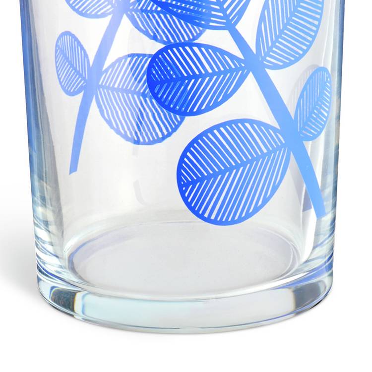 Habitat hi-ball glasses blue leaf design set of 6, imported from the UK