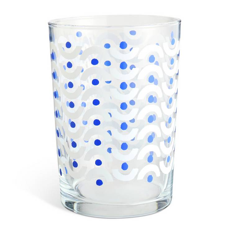 Habitat hi-ball glasses blue leaf design set of 6, imported from the UK