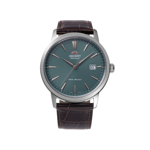 Orient AC0F automatic watch emerald dial brown leather strap, UK version