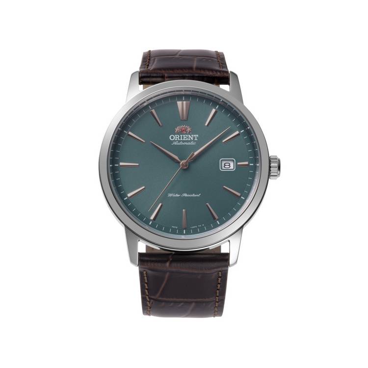 Orient AC0F automatic watch emerald dial brown leather strap, UK version
