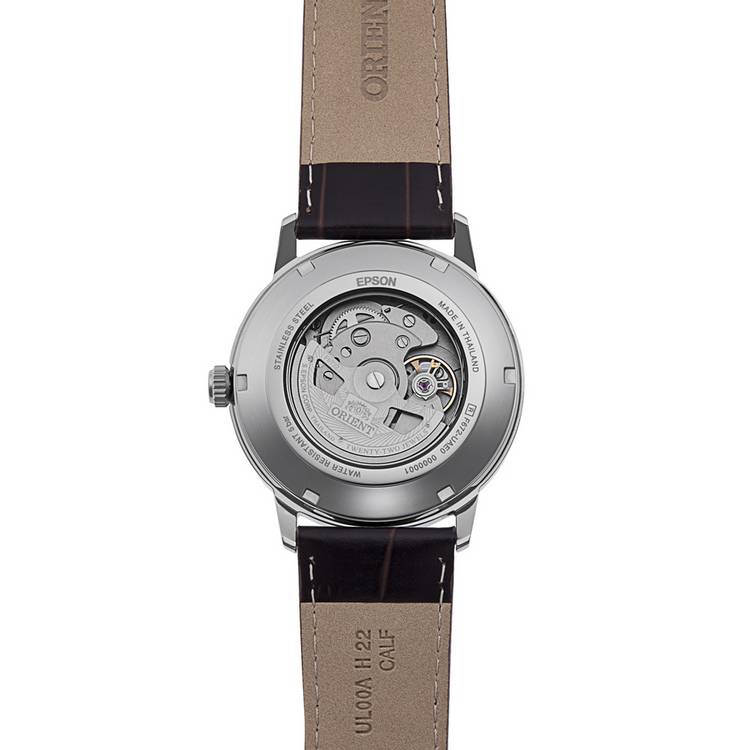 Orient AC0F automatic watch emerald dial brown leather strap, UK version