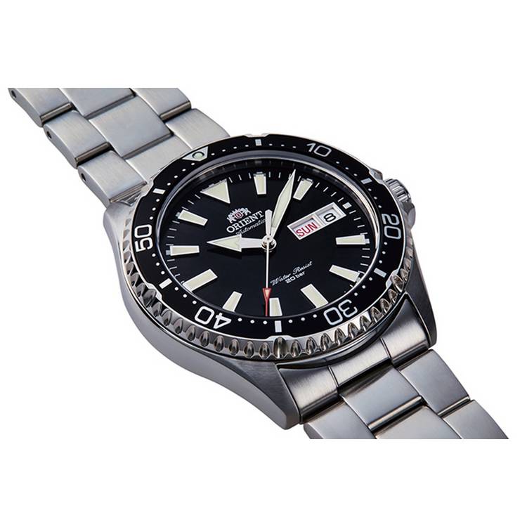 Orient Mako III Kamasu men's black dial steel watch, UK version