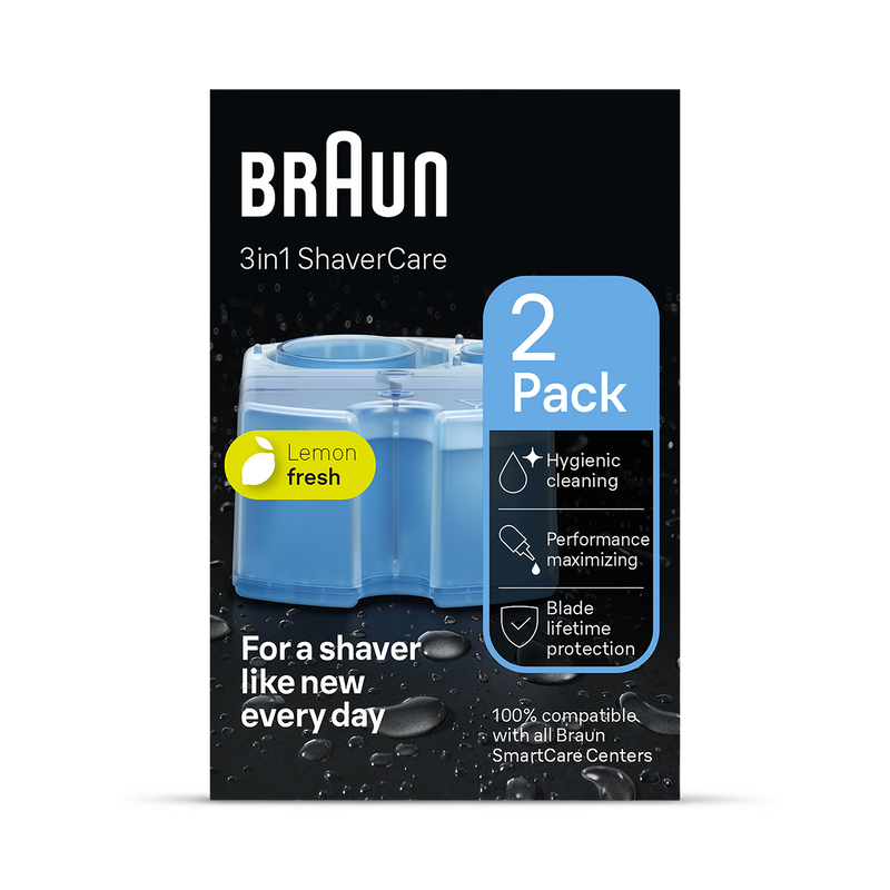 Braun 3in1 shaver care refill cartridges 2 pack, imported from the UK