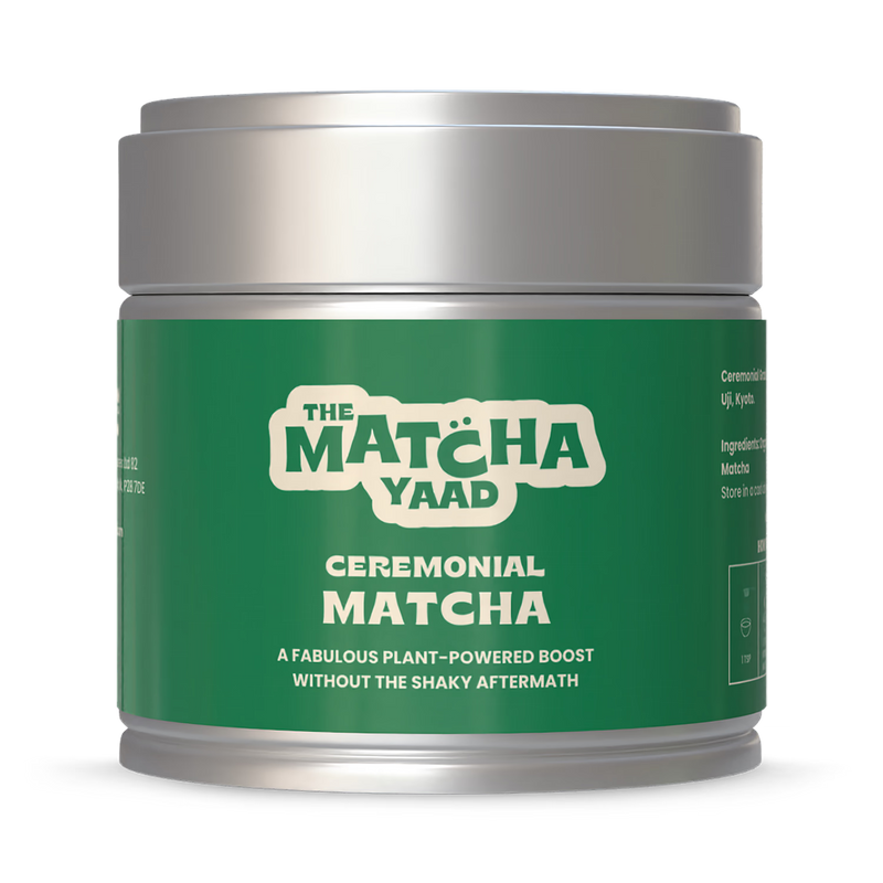 The Matcha Yaad Gokou ceremonial matcha 25g tin, imported from the UK